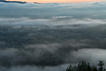 dawn over small town