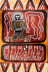 A Bark Painting with the An Aboriginal Story of Dogs (Snake) of Bahloo