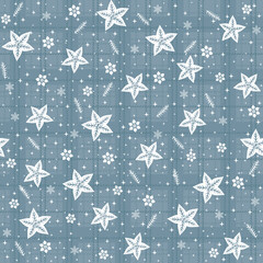 Pattern winter flowers berries, twigs, snowflakes. Christmas decor. Winter seamless pattern.