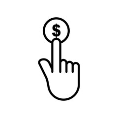 Hand touch icon with dollar. icon related to charity, business. Line icon style. Simple design editable