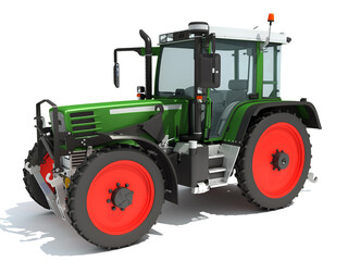 3D rendering of Farm Tractor model on white background
