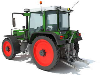 Obraz premium 3D rendering of Farm Tractor model on white background