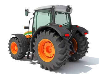 3D rendering of Farm Tractor model on white background