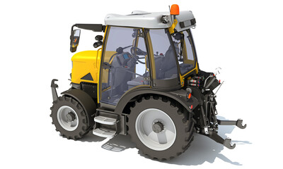 3D rendering of Farm Tractor model on white background