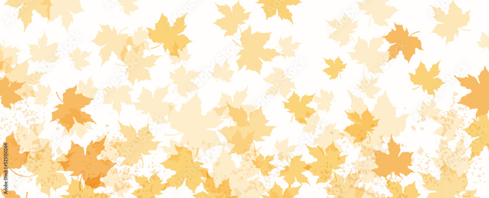 Sticker abstract background with autumn falling leaves.thanksgiving and harvest.vector horizontal banner wit