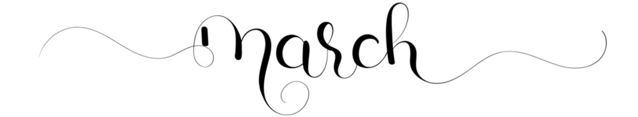 Hello MARCH Ornaments . Ornaments month calendar vector vintage. Illustration month March calendar