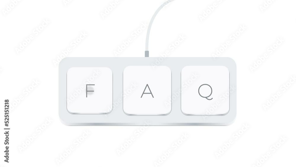 Poster Faq word written with computer buttons over white background