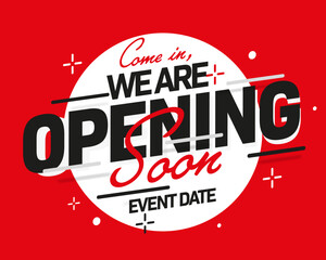 Come in, we are opening soon invitation banner