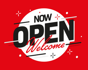 Now open invitation announcement red banner