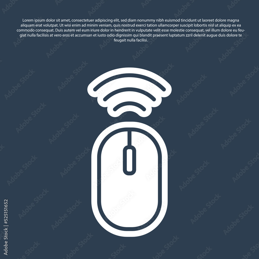 Poster blue line wireless computer mouse system icon isolated on blue background. internet of things concep