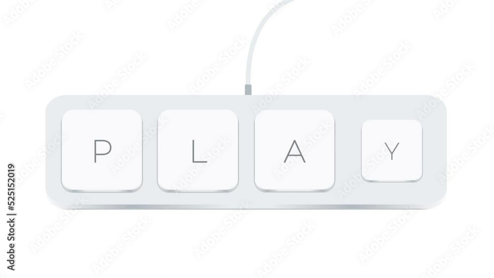 Poster Play word written with computer buttons over white background