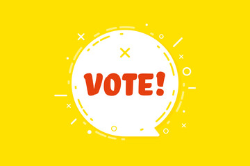 Info banner with vote motivation text in speech bubble