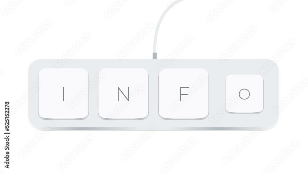 Poster Info word written with computer buttons over white background