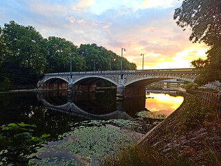 Besançon, August 2022 - Visit the beautiful city of Besançon at dusk with a sunset	