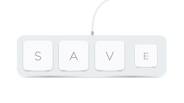 Save word written with computer buttons over white background