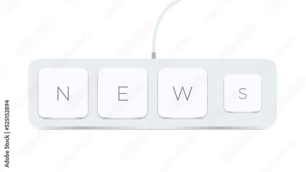 Aufkleber News word written with computer buttons over white background