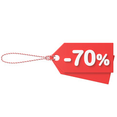 3D seventy percent sale. 70% sale. Sale tag.