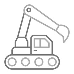 Excavator Greyscale Line Icon