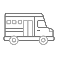 School Bus Greyscale Line Icon