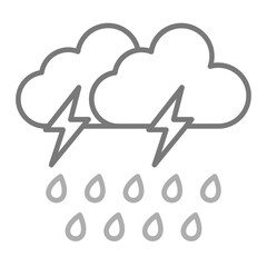 Rain Storm Greyscale Line Icon