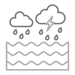 Sea Storm Greyscale Line Icon