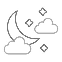 Night Greyscale Line Icon