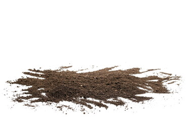 Pile dirt, soil furrows isolated on white  