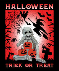 Halloween Trick or Treat Print Apparel, Halloween T-Shirt Design