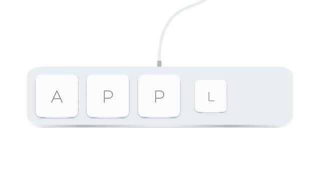 Apply word written with computer buttons over white background