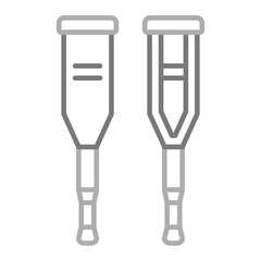 Crutches Greyscale Line Icon