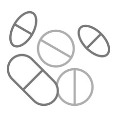 Pills Greyscale Line Icon