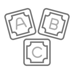 Abc Block Greyscale Line Icon