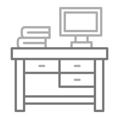 Desk Greyscale Line Icon