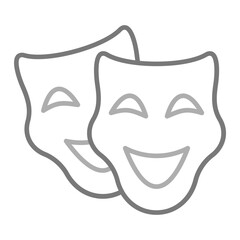 Theater Masks Greyscale Line Icon