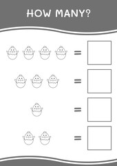 How many of Chick, game for children. Vector illustration, printable worksheet