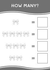 How many of Ribbon, game for children. Vector illustration, printable worksheet