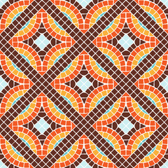 Ancient mosaic seamless pattern. Decorative antique stone ornament.