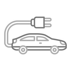 Electric Car Greyscale Line Icon