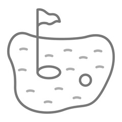 Golf Ground Greyscale Line Icon