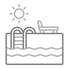 Swimming Pool Greyscale Line Icon
