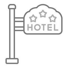 Hotel Sign Greyscale Line Icon