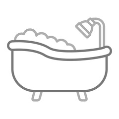 Bathtub Greyscale Line Icon