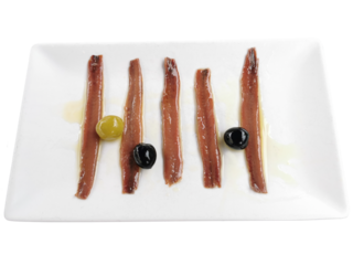 Anchovies from Santoña on the plate, Cantabria, Spain