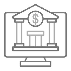 Online Banking Greyscale Line Icon