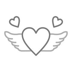 Heart Wing Greyscale Line Icon