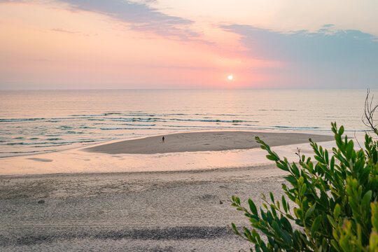 Landscape of sunset in Sao Pedro de Maceda beach. Ovar, Portugal.