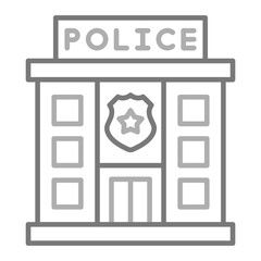 Police Station Greyscale Line Icon