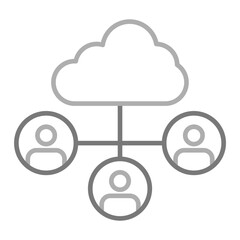 Cloud Sharing Greyscale Line Icon
