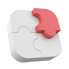 3D puzzle. 3D icon. Wrong solution.