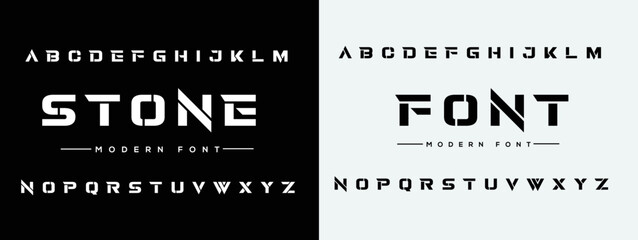 STONE FONT  Sports minimal tech font letter set. Luxury vector typeface for company. Modern gaming fonts logo design.